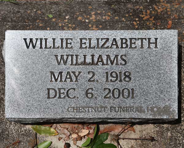 Willie Elizabeth Williams Gravestone Photo