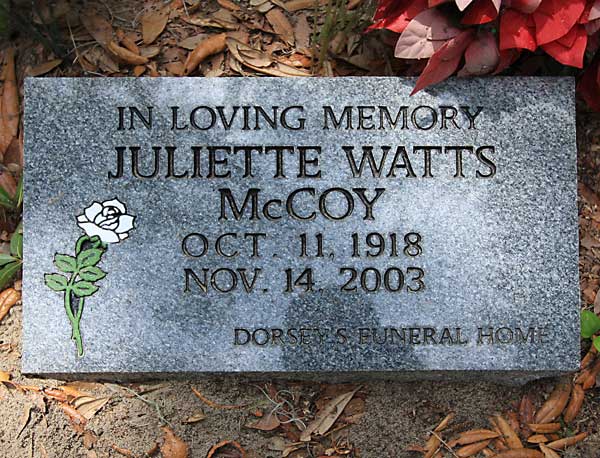 Juliette Watts McCoy Gravestone Photo