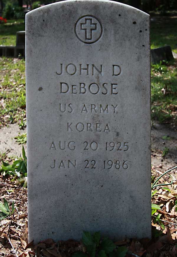 John D. DeBose Gravestone Photo