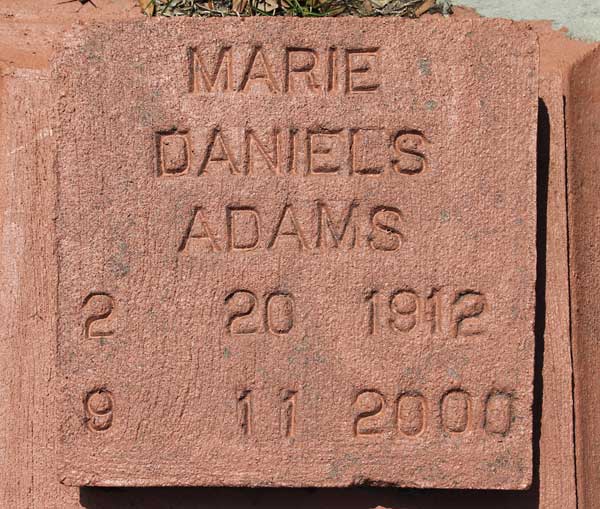Marie Daniels Adams Gravestone Photo