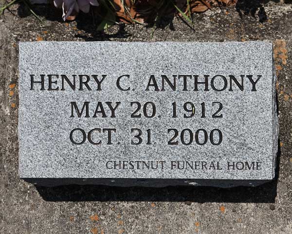 Henry C. Anthony Gravestone Photo
