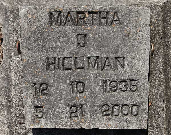 Martha J. Hillman Gravestone Photo