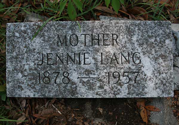 Jennie Lang Gravestone Photo