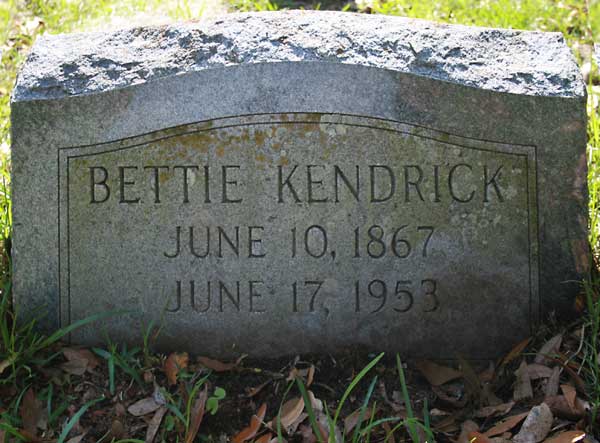 Bettie Kendrick Gravestone Photo