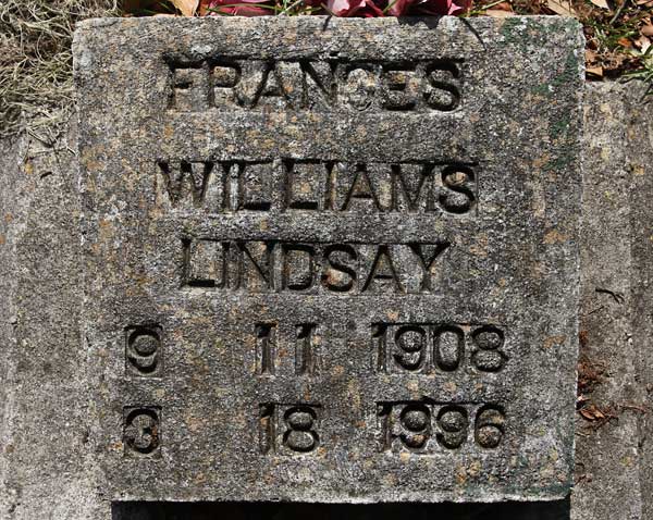Frances Williams Linsay Gravestone Photo