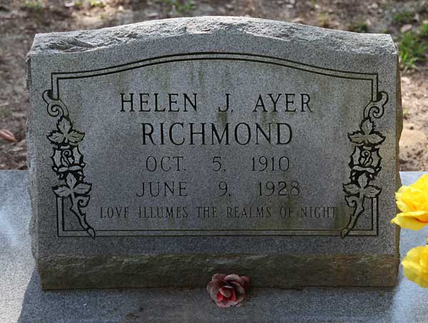 Helen J. Ayer Richmond Gravestone Photo
