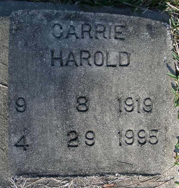 Carrie Harold Gravestone Photo