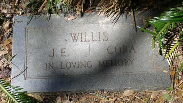 J.E. & Cora Willis Gravestone Photo