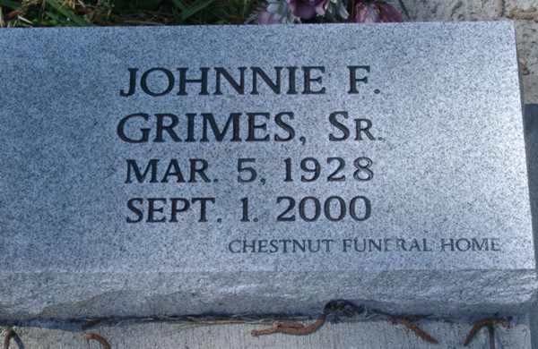 Johnnie F. Grimes Gravestone Photo