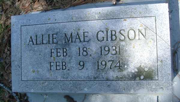 Allie Mae Gibson Gravestone Photo