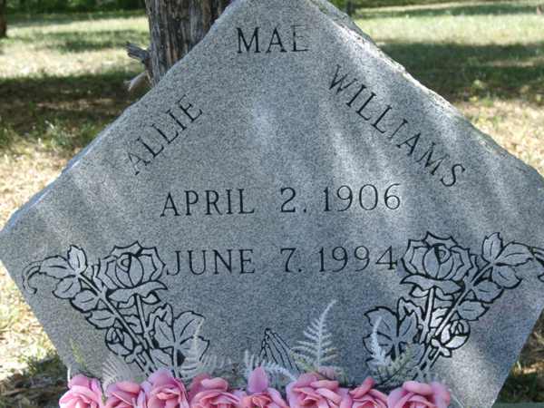 Allie Mae Williams Gravestone Photo