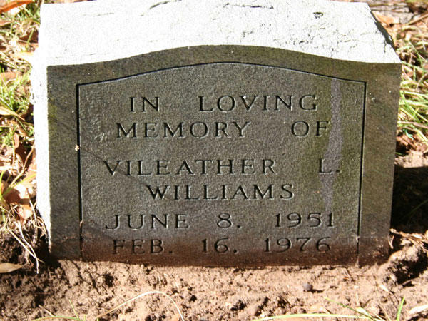 VILEATHER L. WILLIAMS Gravestone Photo