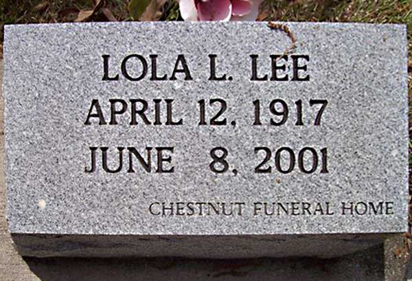 Lola L. Lee Gravestone Photo