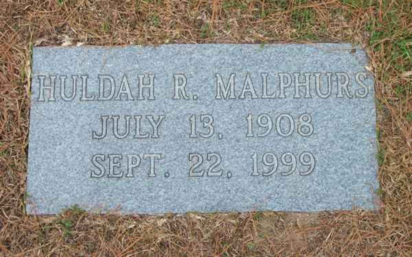 Huldah R. Malphurs Gravestone Photo
