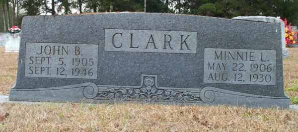 John B. & Minnie L. Clark Gravestone Photo