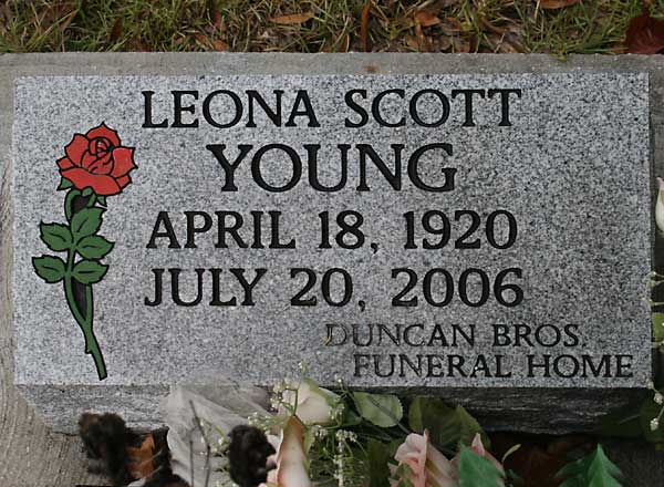Leona Scott Young Gravestone Photo