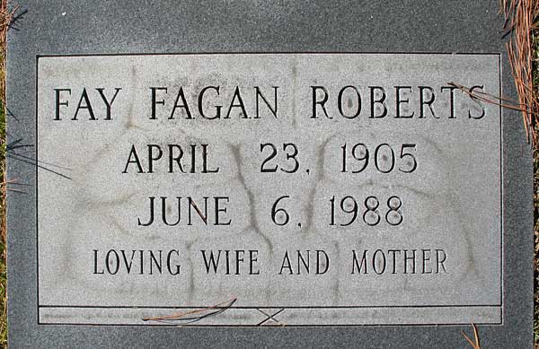 Fay Fagan Roberts Gravestone Photo