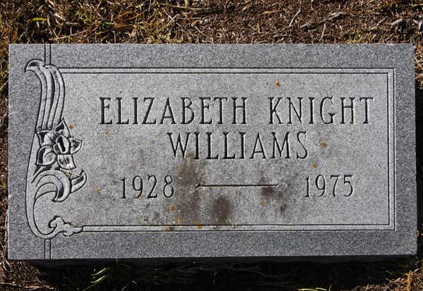 Elizabeth Knight Williams Gravestone Photo