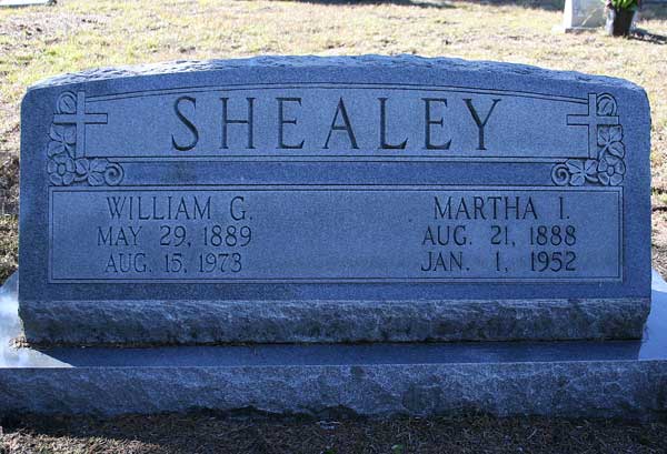 William G. & Martha I. Shealey Gravestone Photo