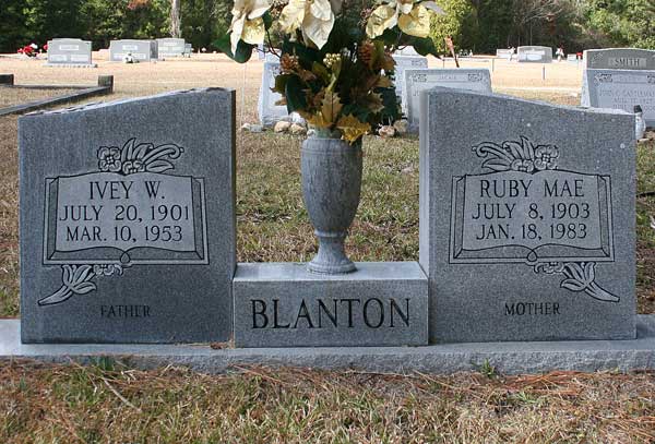 Ivey W. & Ruby Mae Blanton Gravestone Photo