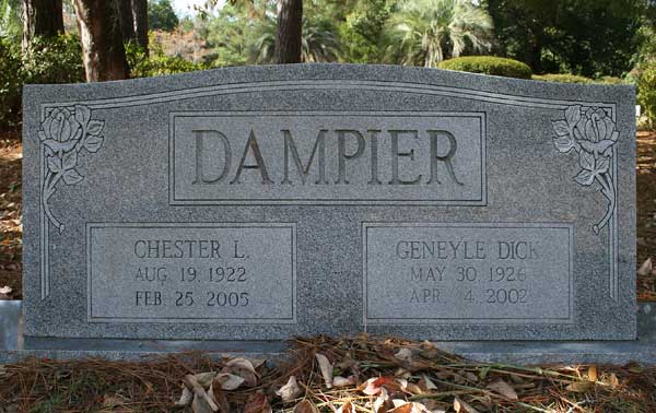 Chester L. & Geneyle Dick Dampier Gravestone Photo