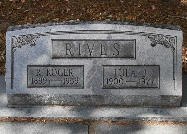 R. Koger & Lula J. Rives Gravestone Photo
