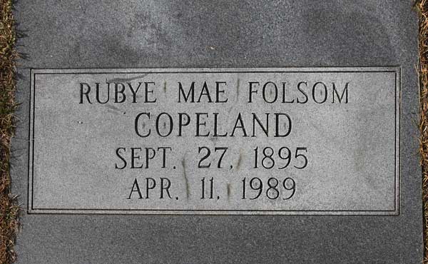 Rubye Mae Folsom Copeland Gravestone Photo