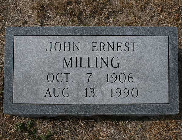 John Ernest Milling Gravestone Photo