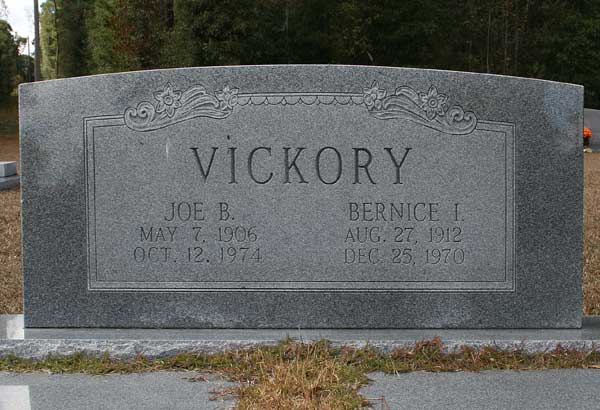 Joe B. & Bernice I. Vickory Gravestone Photo