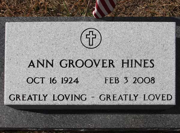 Ann Groover Hines Gravestone Photo