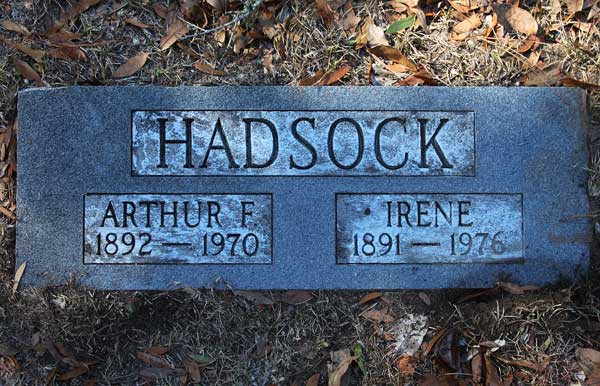 Arthur F. & Irene Hadsock Gravestone Photo