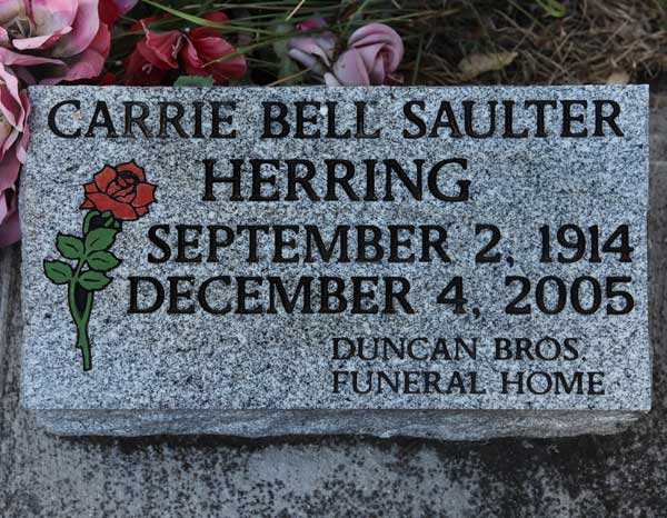 Carrie Bell Saulter Herring Gravestone Photo