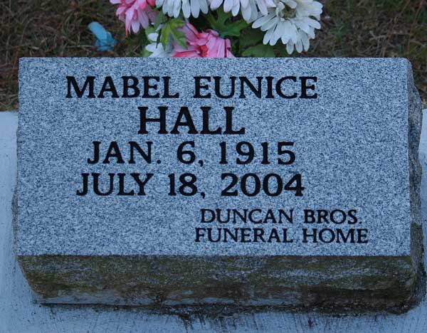 Mabel Eunice Hall Gravestone Photo