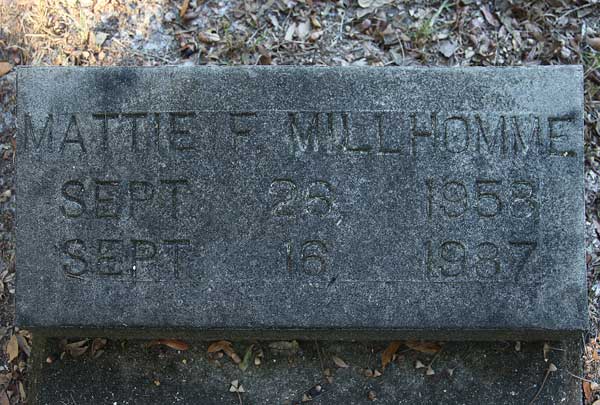 Mattie F. Millhomme Gravestone Photo