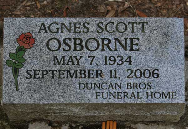 Agnes Scott Osborne Gravestone Photo