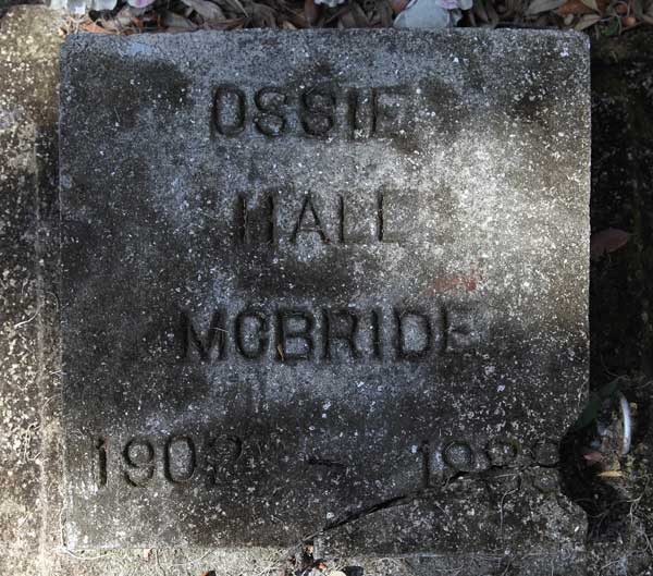 Ossie Hall McBride Gravestone Photo