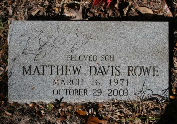 Matthew Davis Rowe Gravestone Photo