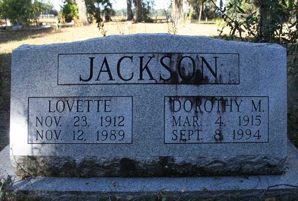 Lovette & Dorothy M. Jackson Gravestone Photo