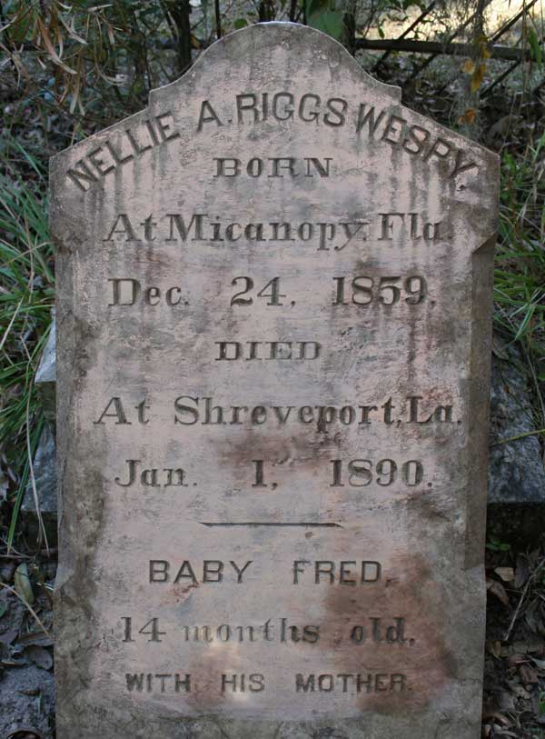 Nellie A. Riggs & Baby Fred Wespy Gravestone Photo