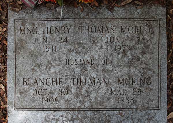 Msg. Henry Thomas & Blanche Tillman Moring Gravestone Photo