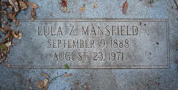 Lula Z. Mansfield Gravestone Photo