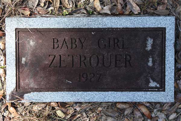 Baby Girl Zetrouer Gravestone Photo