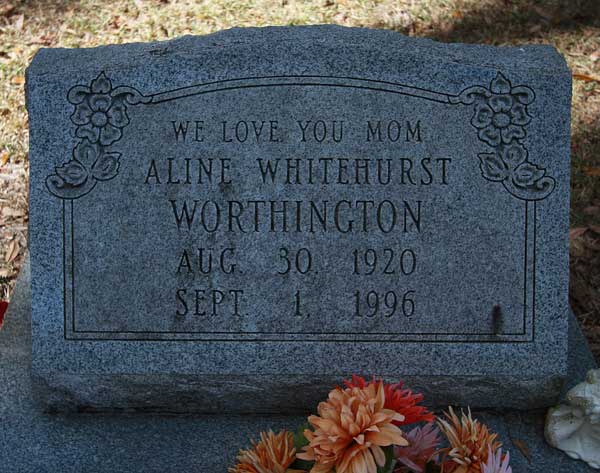 Aline Whitehurst Worthington Gravestone Photo