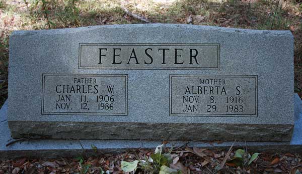 Charles W. & Alberta S. Feaster Gravestone Photo