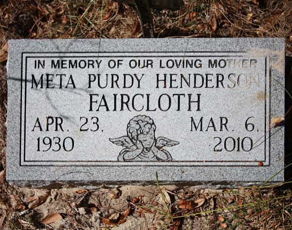 Meta Purdy Henderson Faircloth Gravestone Photo