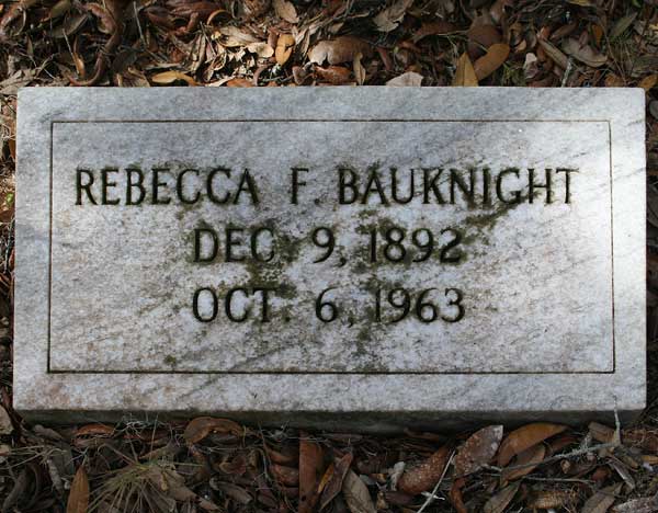 Rebecca F. Bauknight Gravestone Photo