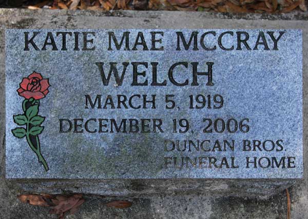 Katie Mae McCray Welch Gravestone Photo