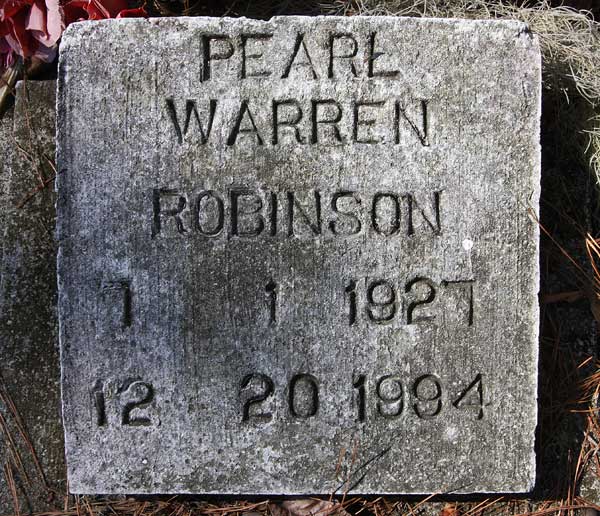 Pearl Warren Robinson Gravestone Photo