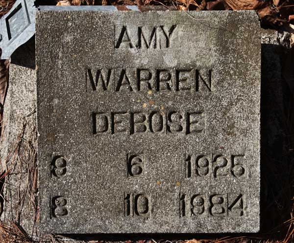 Amy Warren DeBose Gravestone Photo