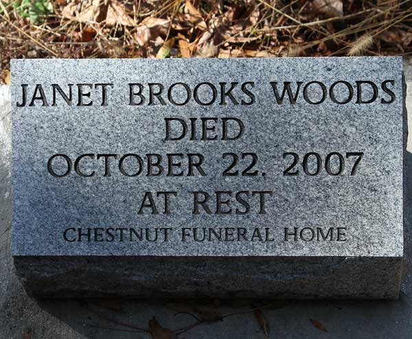Janet Brooks Woods Gravestone Photo